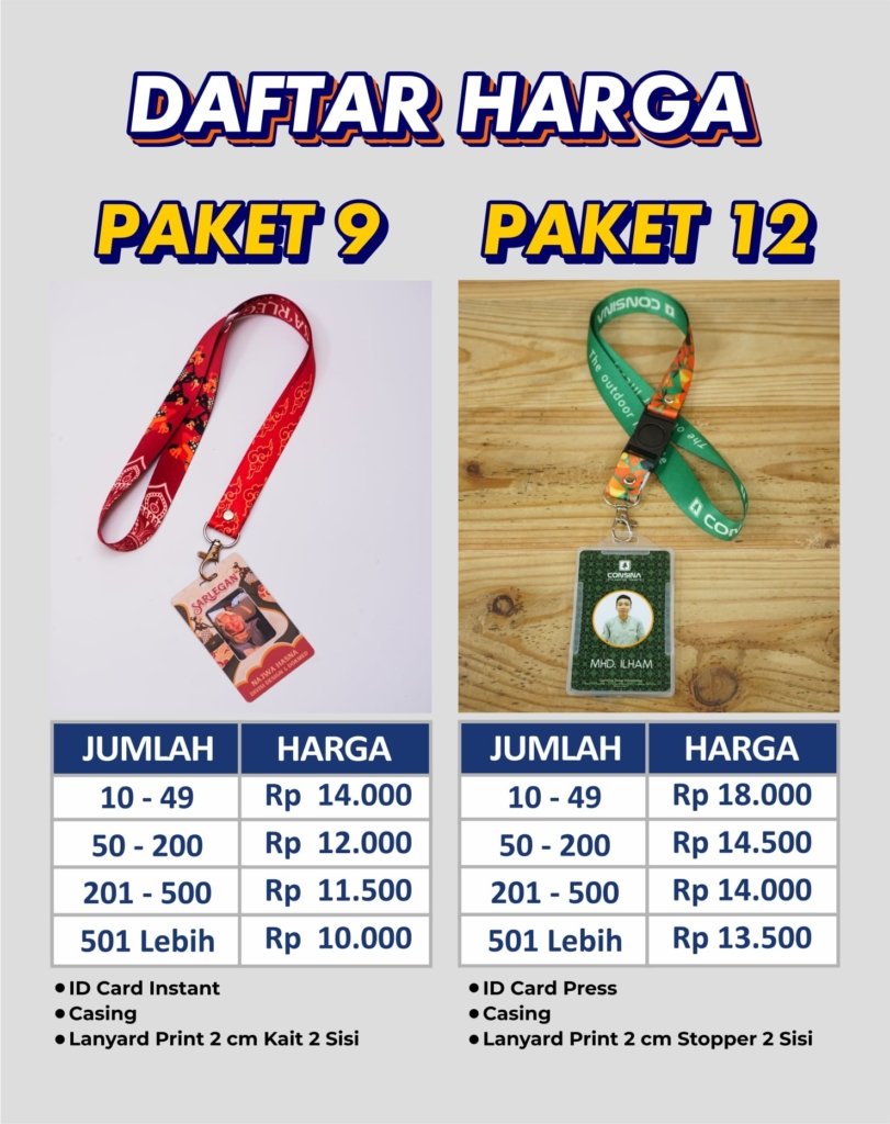 harga paket lanyard id card terbaru